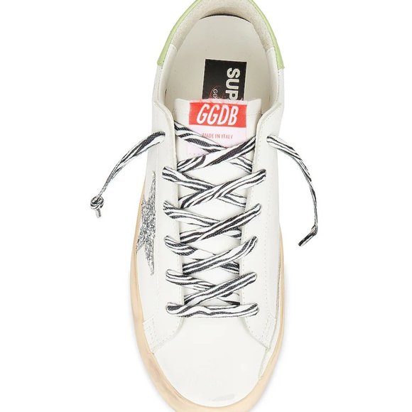 Golden Goose x REVOLVE Super Star Sneaker in White, Green, Silver, & Ice - Picture 2 of 5